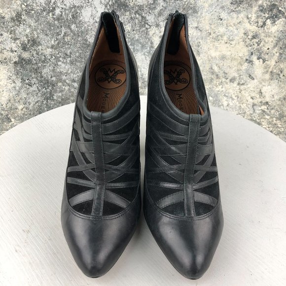 Modern Vintage Women's Size 39 Lil Ro Black Leather Pointed Toe Ankle Booties - Picture 3 of 12